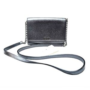 Kate Spade New York Cameron Street Black/Gray Metallic Leather Crossbody Purse
